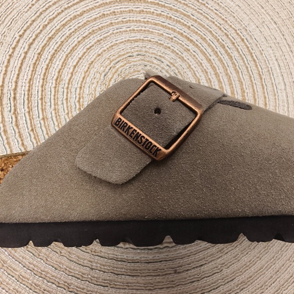Birkenstock Boston Taupe Suede Clogs | Narrow Fit - Picture 5 of 6